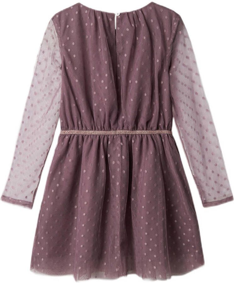 NAME IT KIDS semi-transparante jurk aubergine - Foto 4
