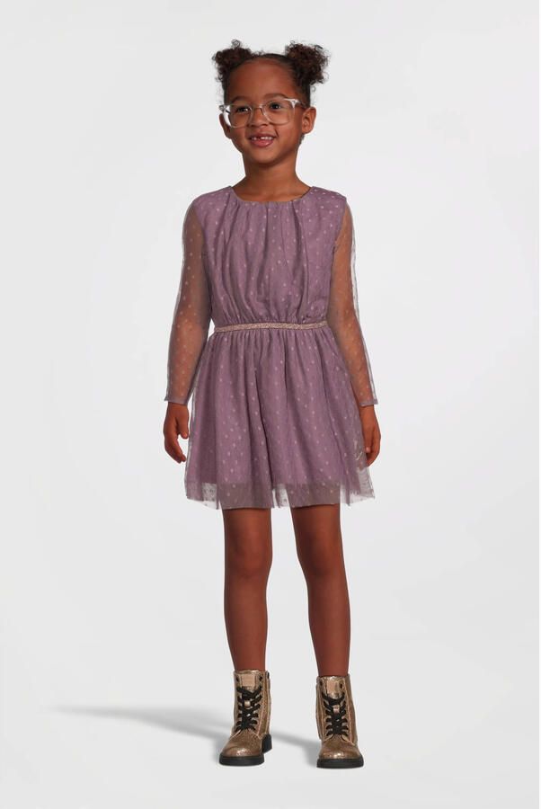 NAME IT KIDS semi-transparante jurk aubergine - Foto 3