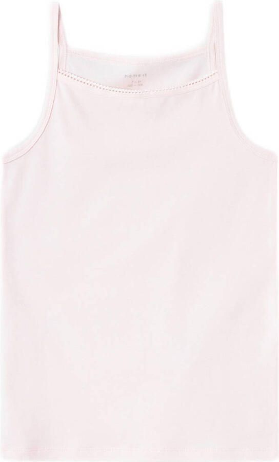 Name it KIDS singlet- set van 2 lichtblauw lichtroze wit Meisjes Stretchkatoen Vierkante hals 122 128 - Foto 4