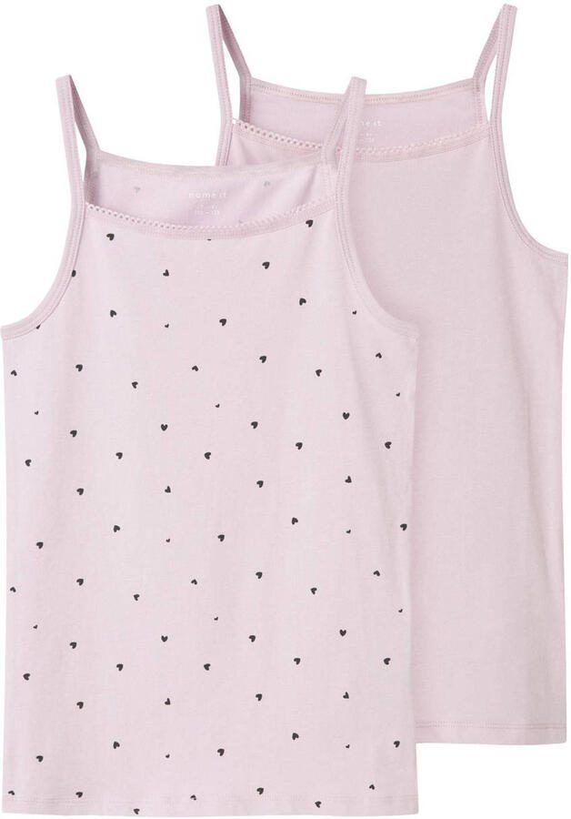 NAME IT KIDS singlet roze (set van 2) Hemd Paars Meisjes Stretchkatoen Ronde hals