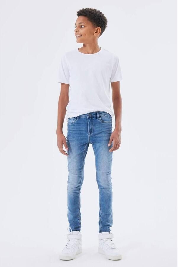 Name it KIDS skinny jeans NKMPETE medium blue denim Blauw Jongens Stretchdenim 122