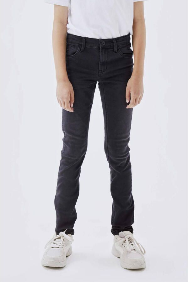 Name it KIDS skinny jeans NKMPETE zwart Jongens Stretchdenim Effen 158