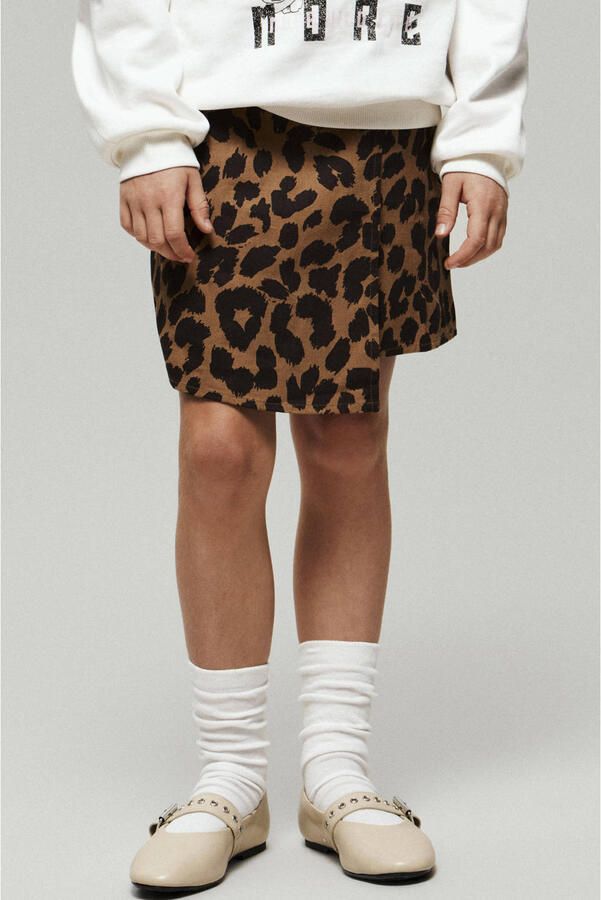 NAME IT KIDS skort met panterprint bruin