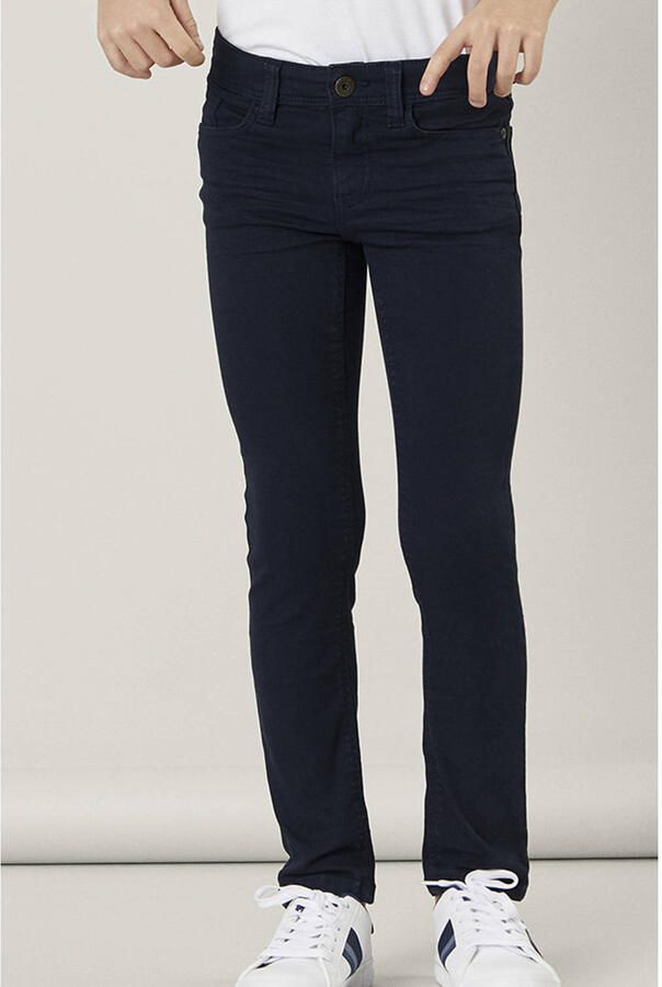 Name it KIDS slim fit broek NKMTHEO donkerblauw Jongens Stretchkatoen Effen 110