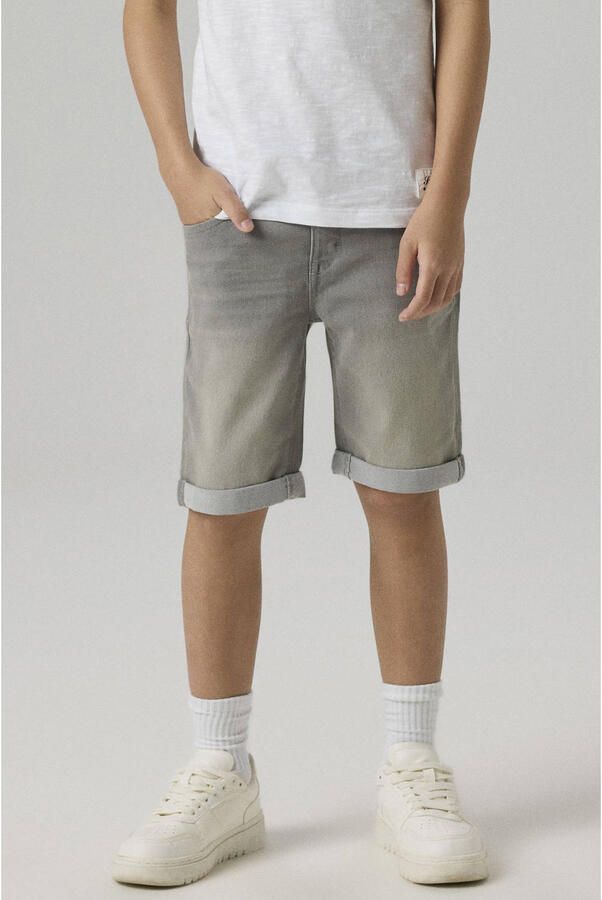 Name it KIDS slim fit jeans bermuda NKMSOFUS medium grey denim short Grijs Jongens Stretchdenim 128