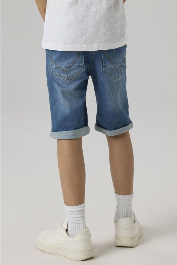 Name it KIDS slim fit jeans bermuda NKMTHEO stonewashed Denim short Blauw Jongens Stretchdenim 116
