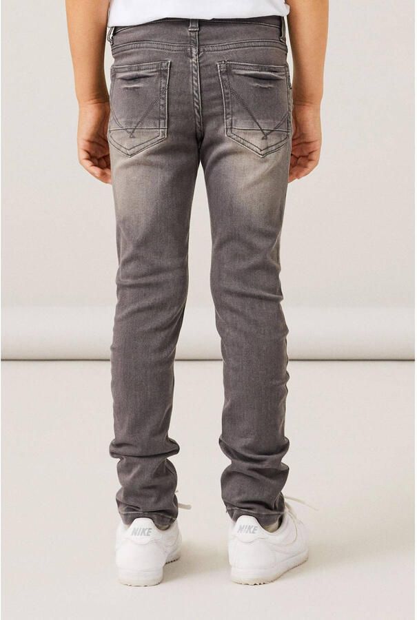 Name it KIDS slim fit jeans NKMTHEO grijs stonewashed Jongens Viscose Effen 128