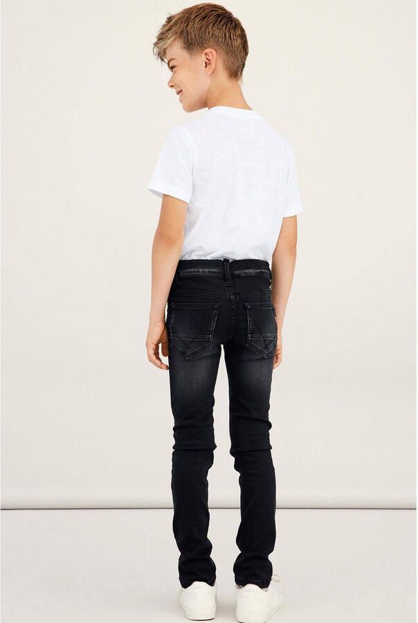 Name it KIDS slim fit jeans NKMTHEO zwart Blauw Jongens Viscose Effen 104 - Foto 2
