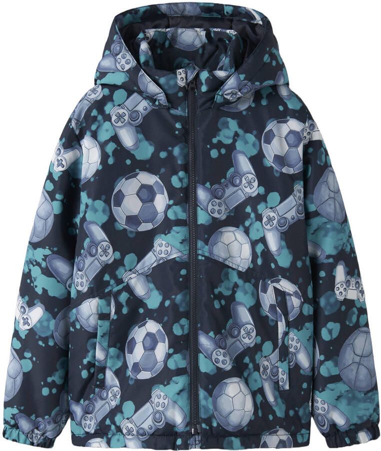 NAME IT KIDS softshell tussenjas met print donkerblauw