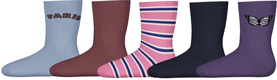 NAME IT KIDS sokken met print (set van 5) Paars Meisjes Stretchkatoen All over print