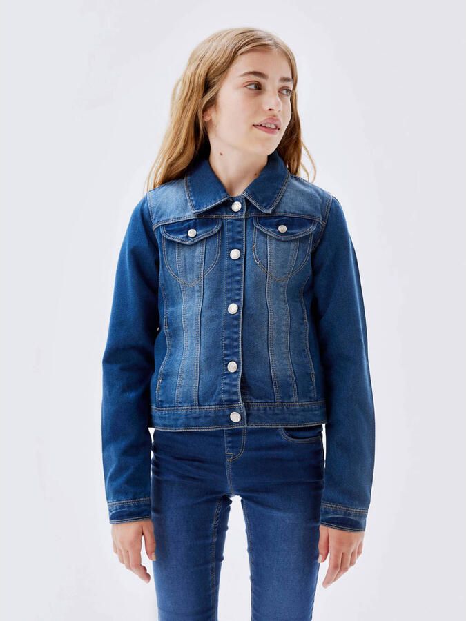 Name it KIDS spijkerjas medium blue denim Blauw Effen 164 - Foto 2