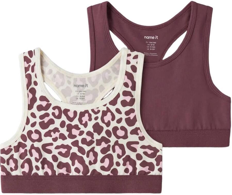 NAME IT KIDS sport-bh's met panterprint (set van 2)