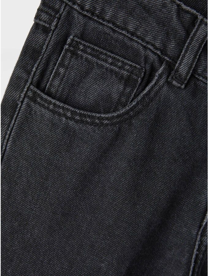 Name it KIDS straight fit jeans NKFROSE met all over print black Zwart Meisjes Katoen 134