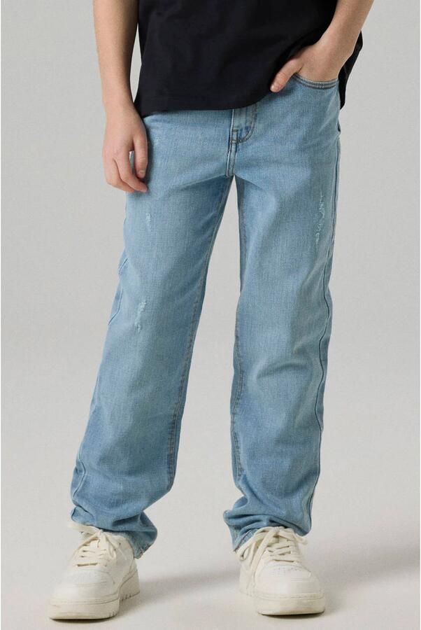Name it KIDS straight fit jeans NKMRYAN light blue denim Blauw Jongens Stretchdenim 152