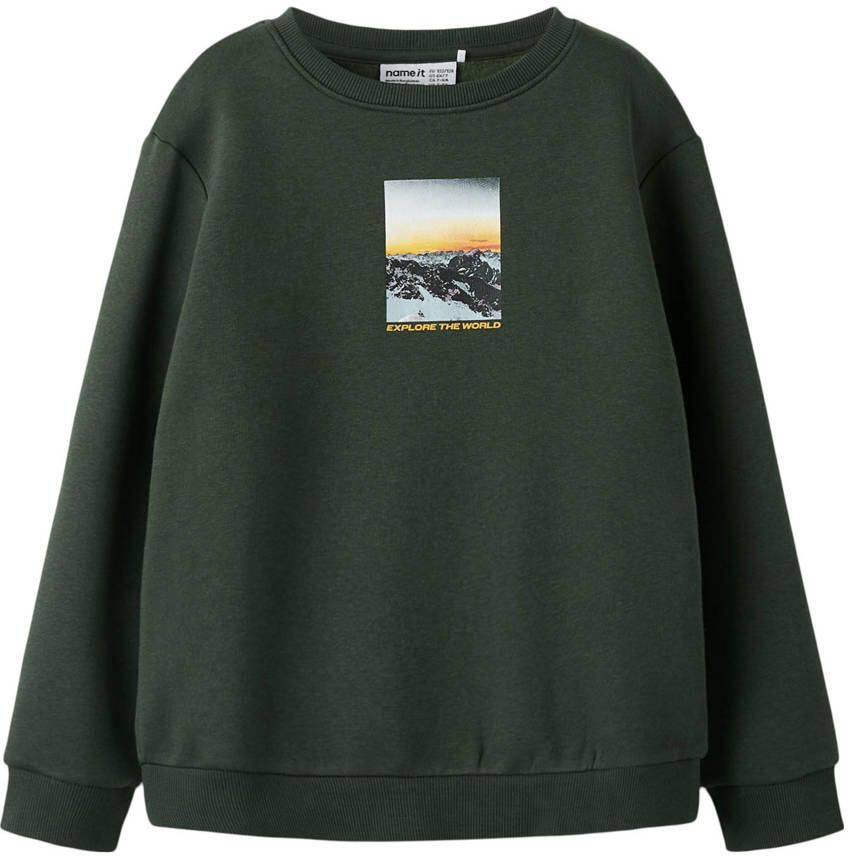 NAME IT KIDS sweater donkergroen