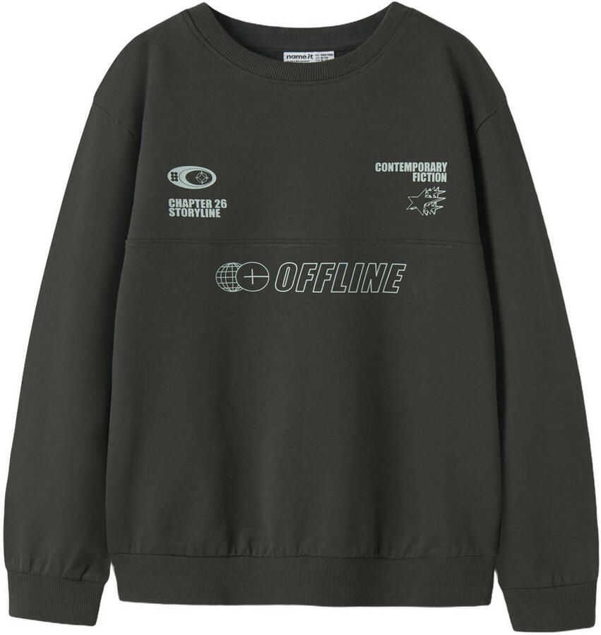 NAME IT KIDS sweater met backprint antraciet