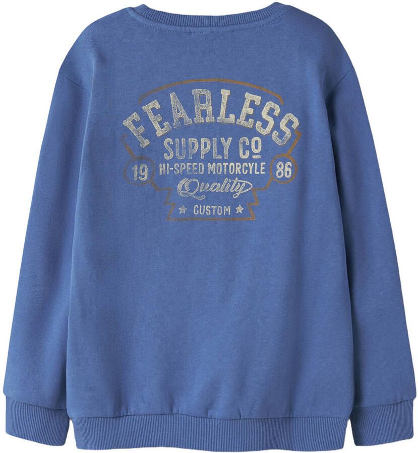 NAME IT KIDS sweater met backprint blauw