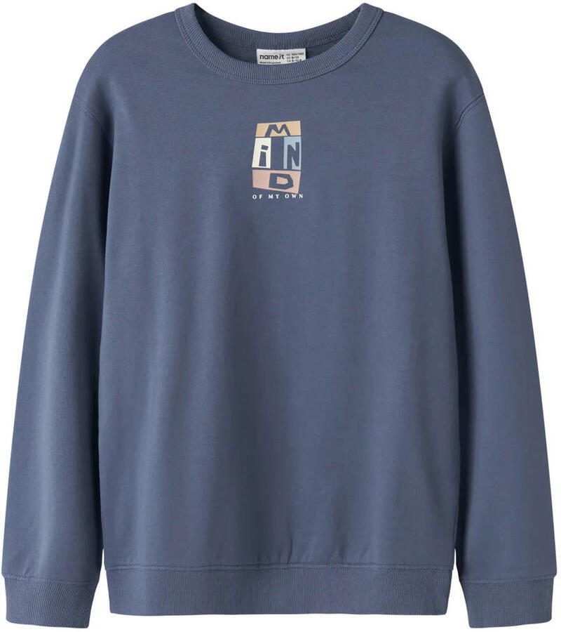 NAME IT KIDS sweater met backprint blauw