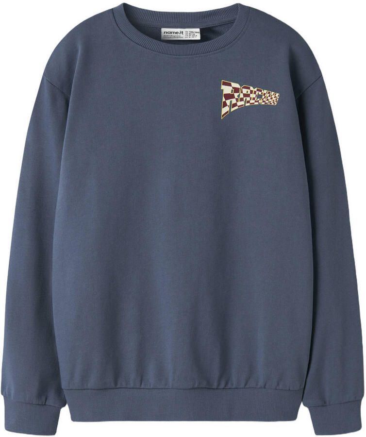 NAME IT KIDS sweater met backprint blauw