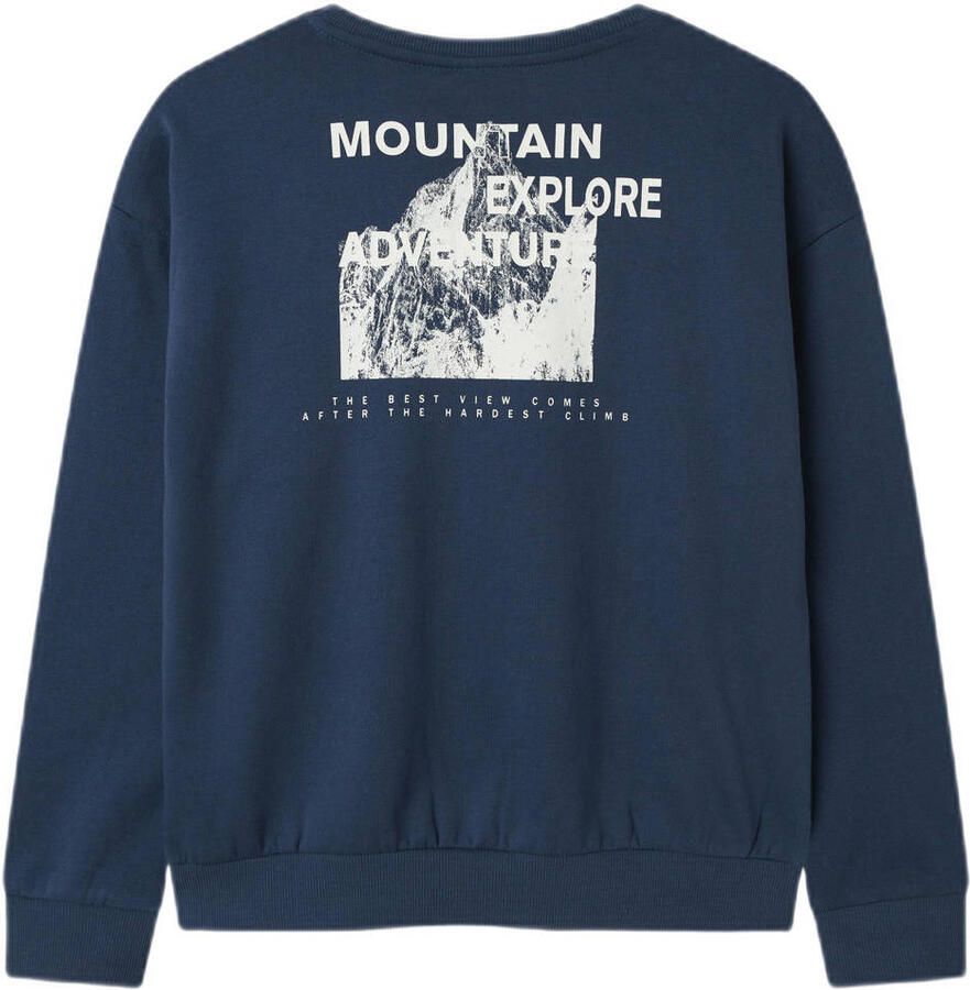 NAME IT KIDS sweater met backprint donkerblauw