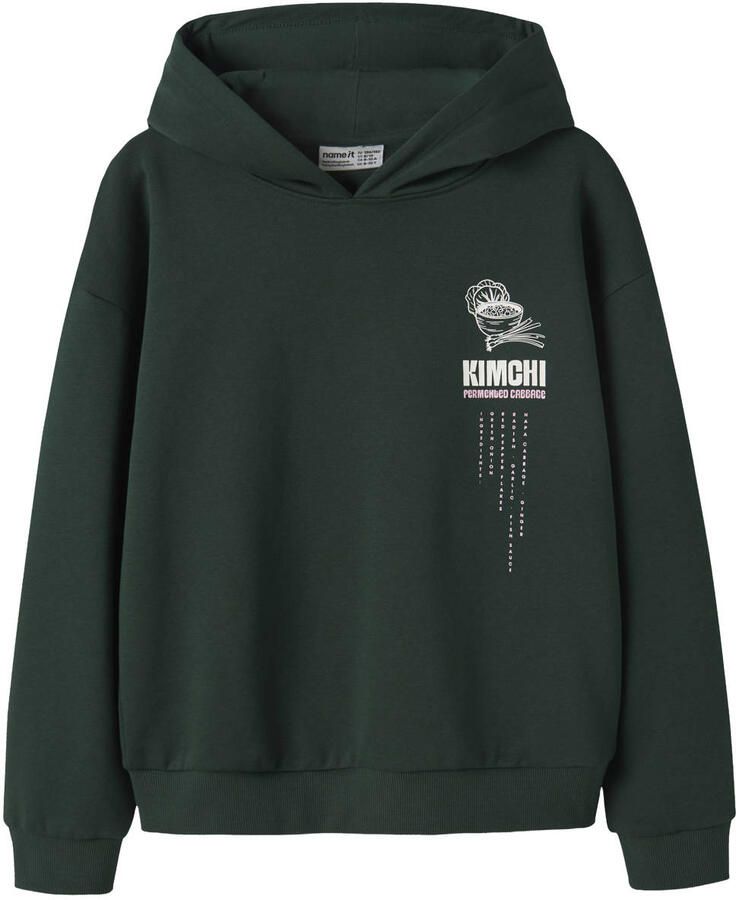 NAME IT KIDS sweater met backprint donkergroen