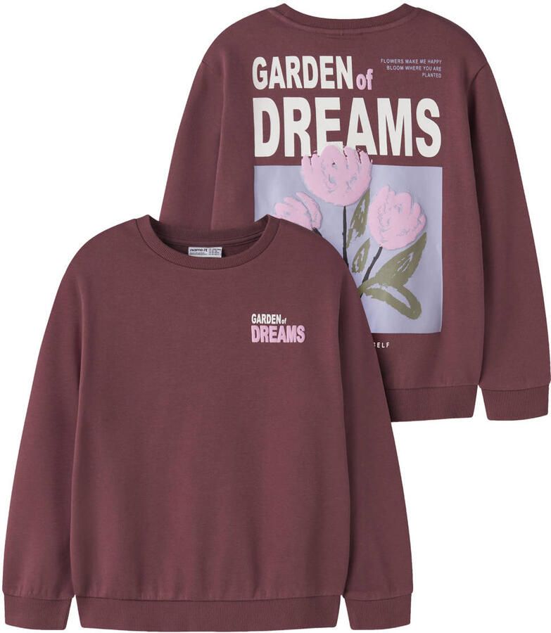 NAME IT KIDS sweater met backprint donkerrood