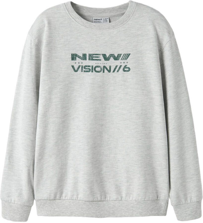 NAME IT KIDS sweater met backprint grijs