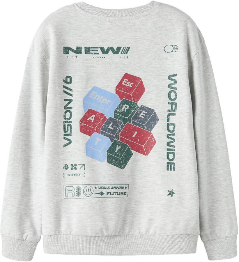 NAME IT KIDS sweater met backprint grijs - Foto 2