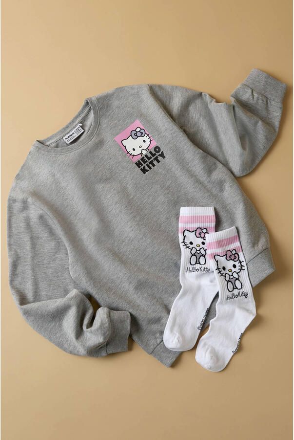NAME IT KIDS Hello Kitty sweater met backprint grijs Backprint - Foto 3