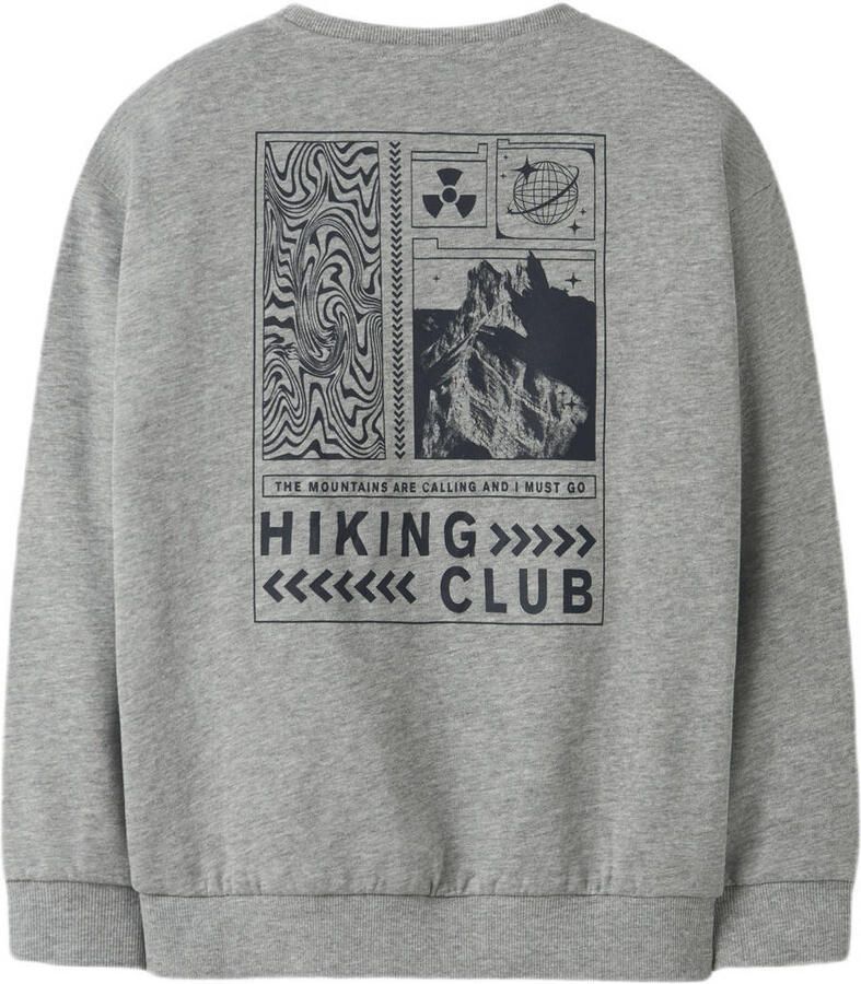 NAME IT KIDS sweater met backprint grijs melange