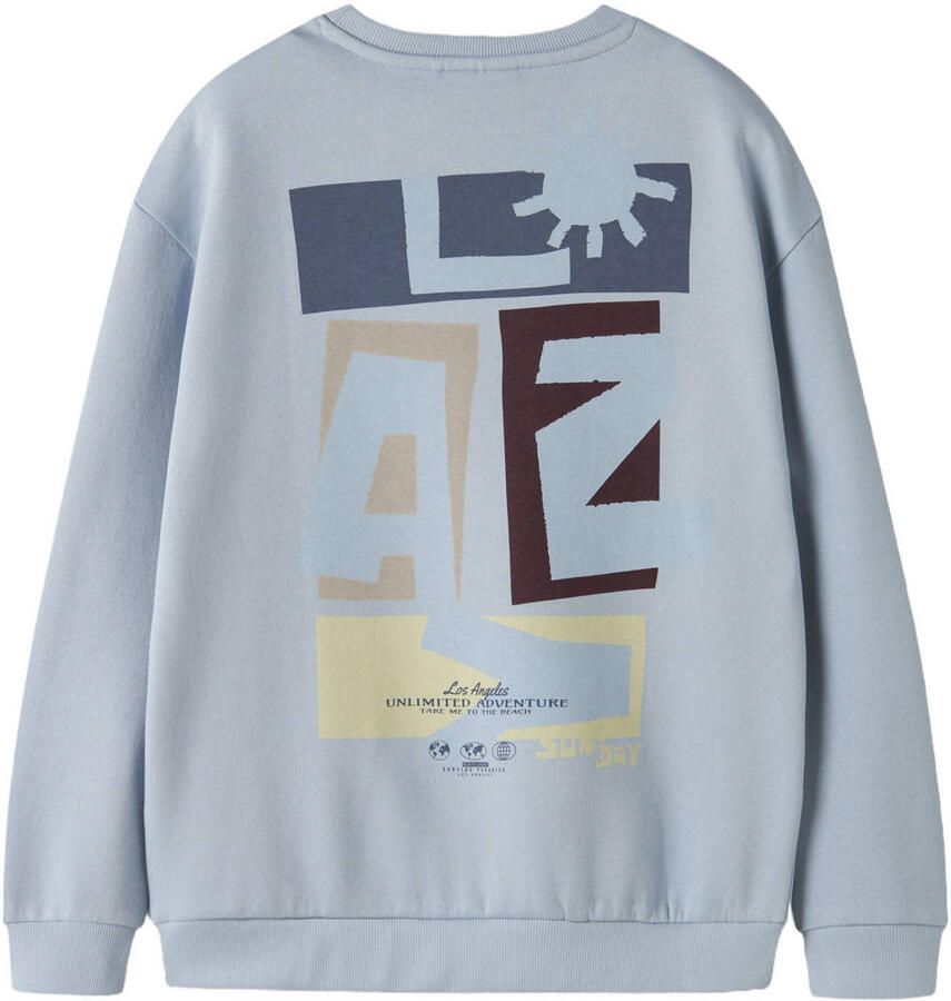 NAME IT KIDS sweater met backprint lichtblauw