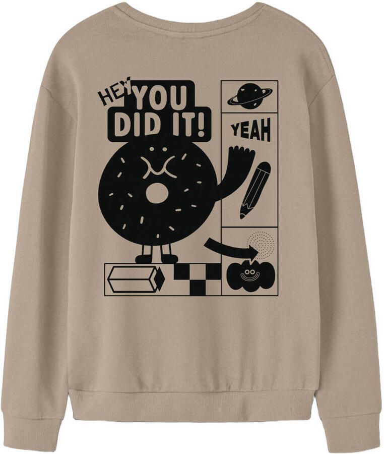 NAME IT KIDS sweater met backprint lichtbruin - Foto 2