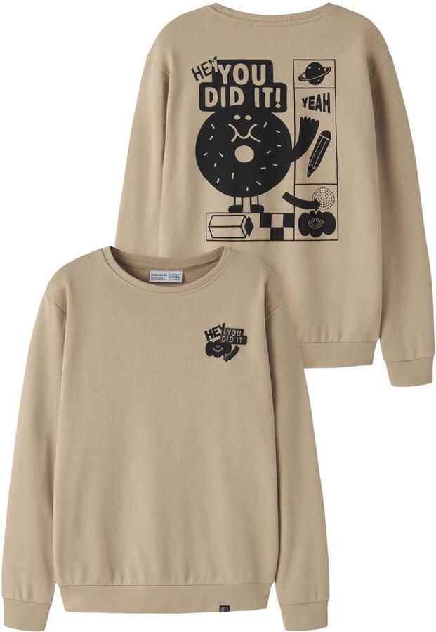 NAME IT KIDS sweater met backprint lichtbruin - Foto 3