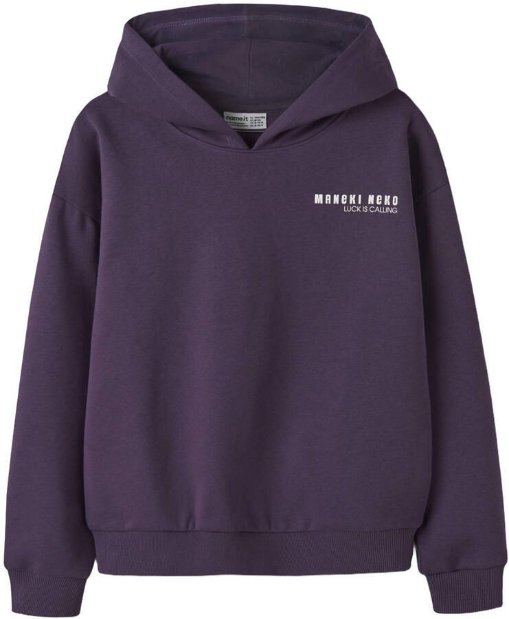 NAME IT KIDS sweater met backprint paars
