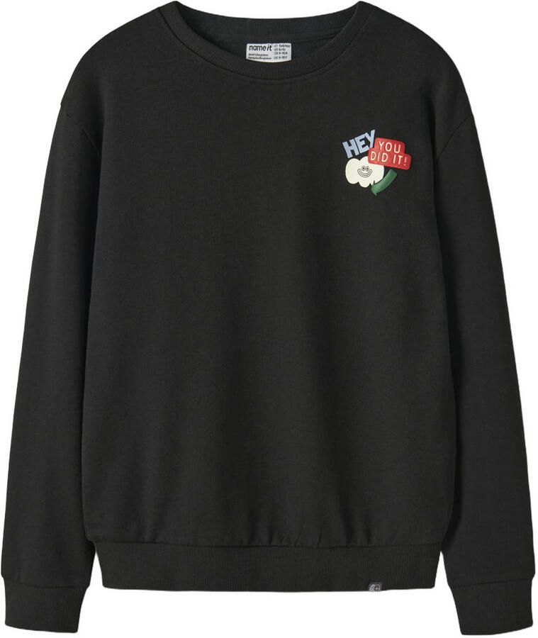 NAME IT KIDS sweater met backprint zwart
