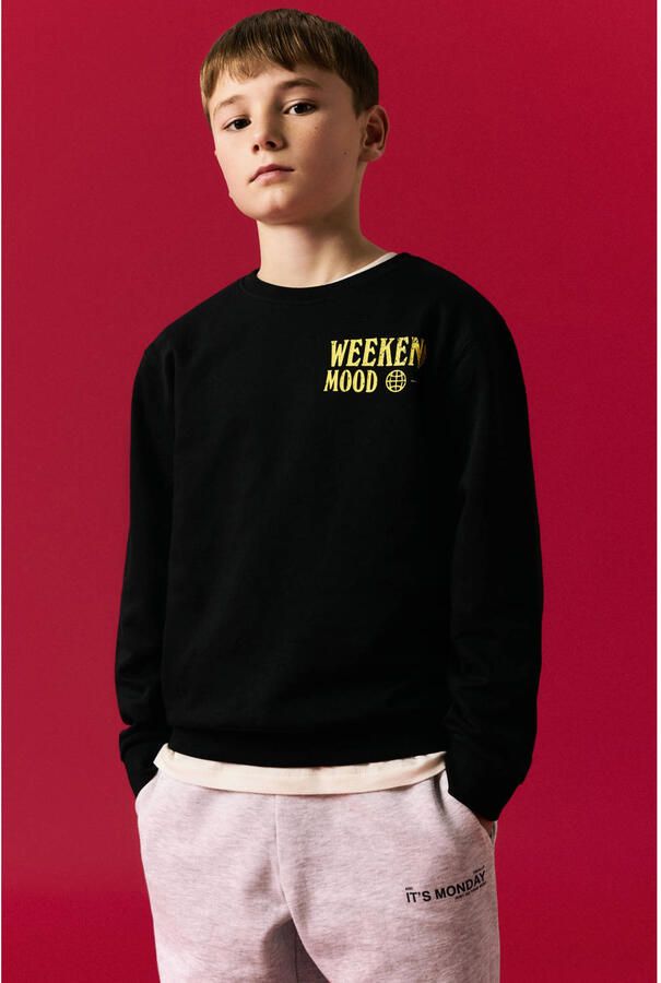 NAME IT KIDS sweater met backprint zwart
