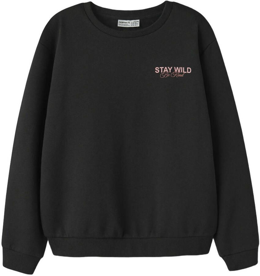 NAME IT KIDS sweater met backprint zwart