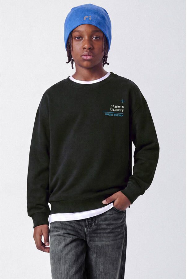NAME IT KIDS sweater met backprint zwart blauw