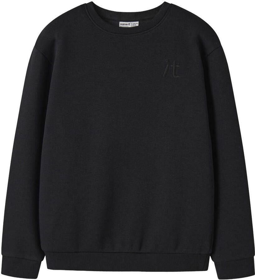NAME IT KIDS sweater met borduursels zwart