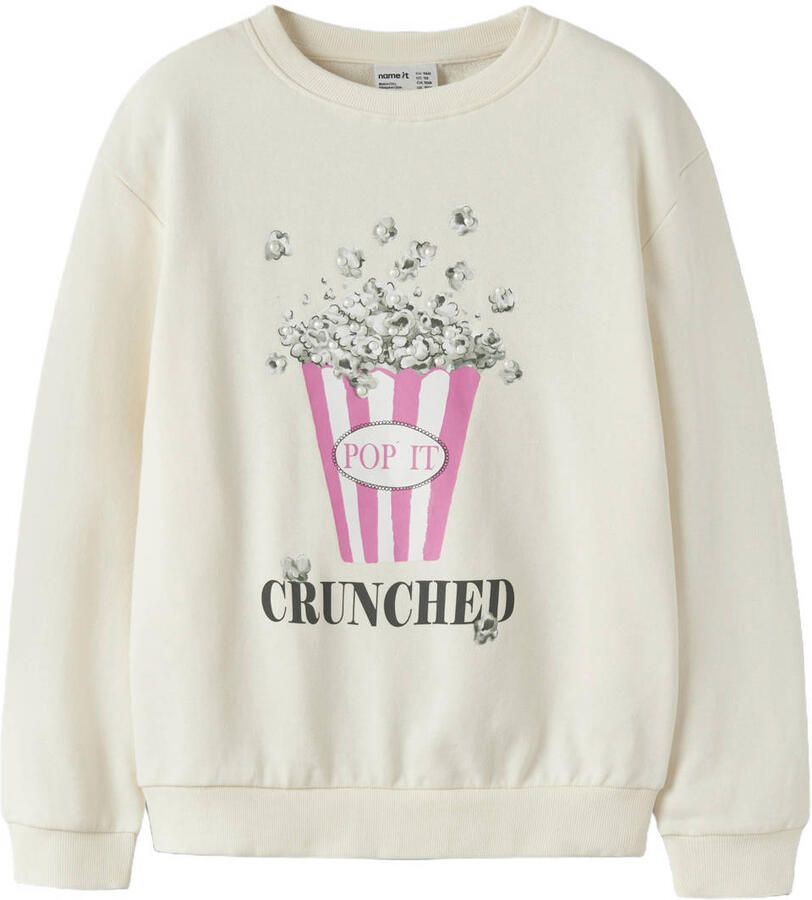 NAME IT KIDS sweater met print ecru