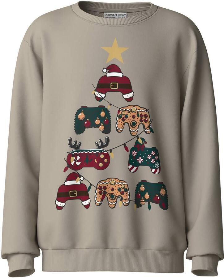 NAME IT KIDS sweater met print ecru Printopdruk