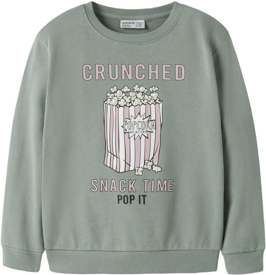 NAME IT KIDS sweater met print groen