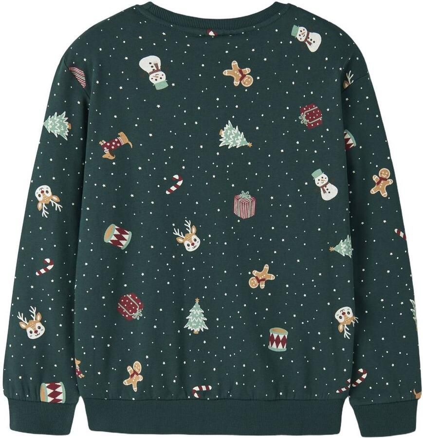 NAME IT KIDS sweater met print groen All over print