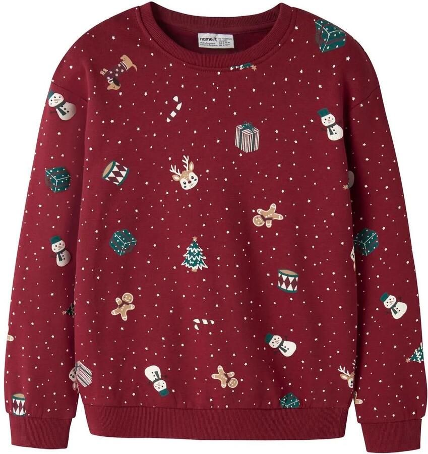 NAME IT KIDS sweater met print rood All over print