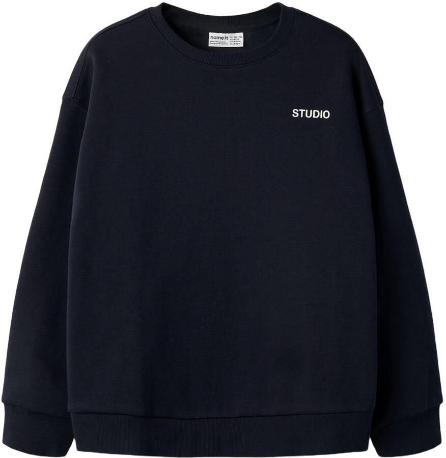 NAME IT KIDS sweater met tekst donkerblauw
