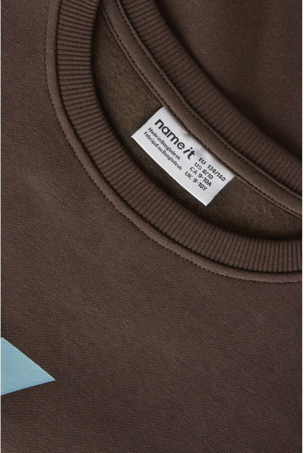 NAME IT KIDS sweater met tekst donkerbruin - Foto 2