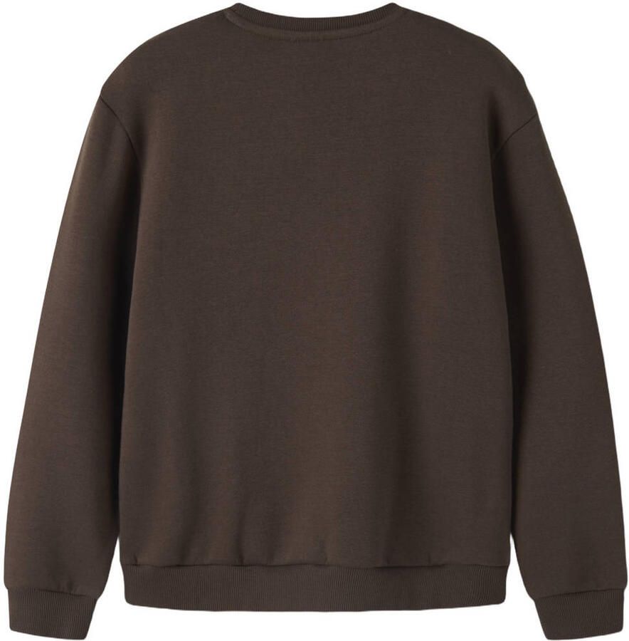 NAME IT KIDS sweater met tekst donkerbruin