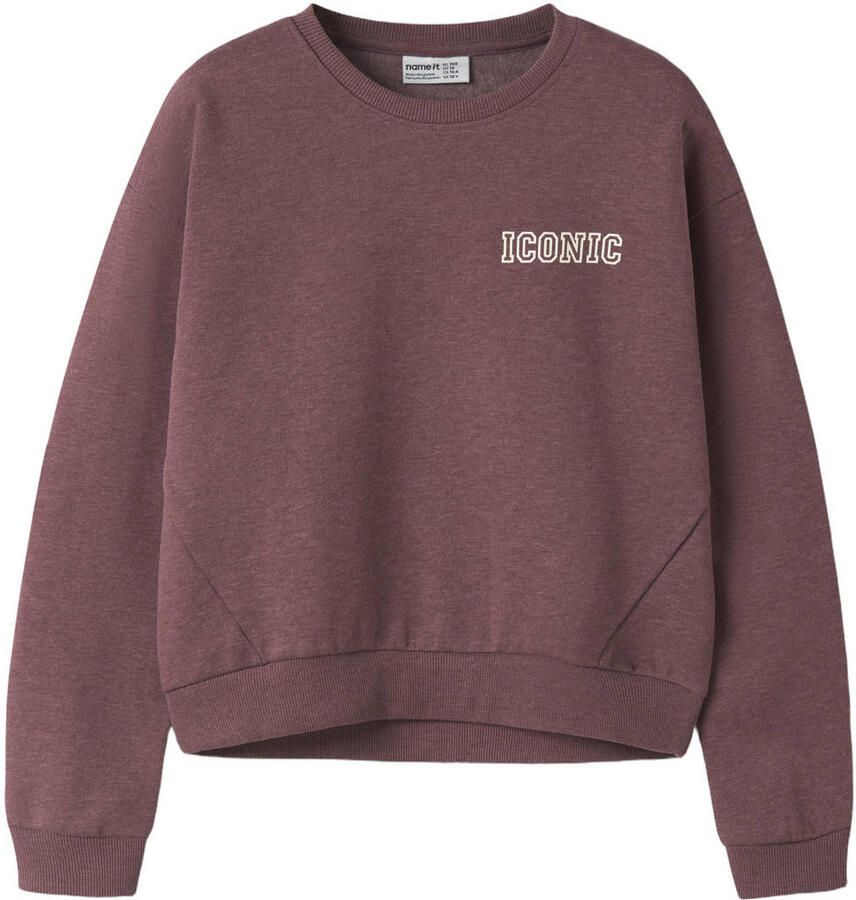 NAME IT KIDS sweater met tekst donkerrood
