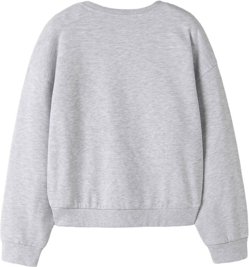 NAME IT KIDS sweater met tekst grijs Tekst