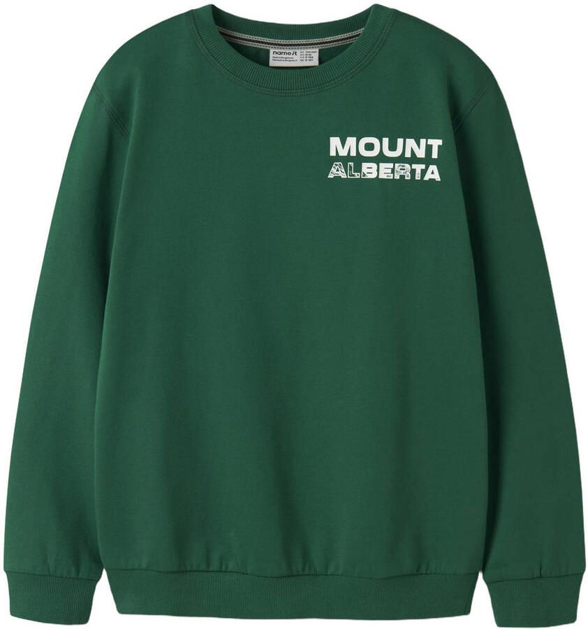NAME IT KIDS sweater met tekst groen Backprint